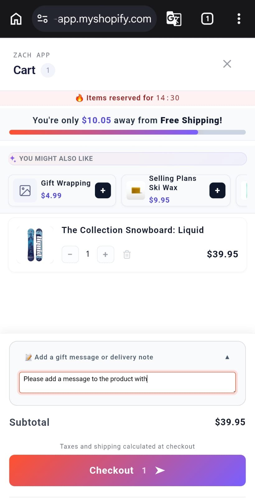 Mobile cart progress bar